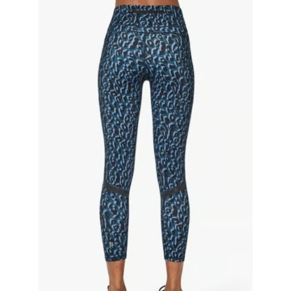 Sweaty Betty Zero Gravity 7/8 Running Leggings Blue Leopard Print XL SB5402B - Picture 2 of 7